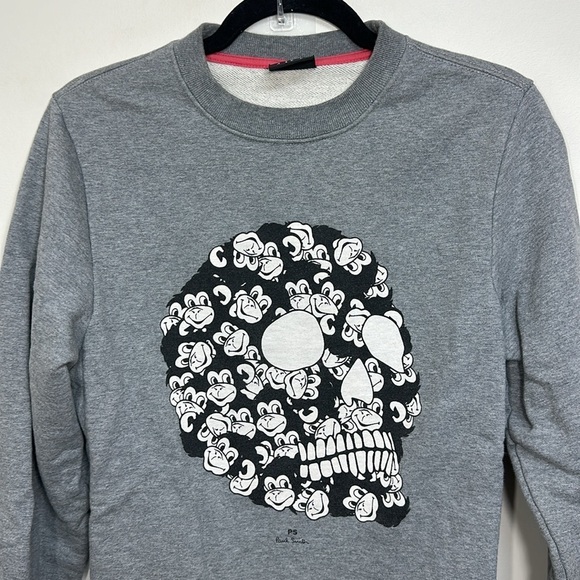 PS Paul Smith Crewneck Sweatshirt Grey Monkey Skull Small - Picture 4 of 8